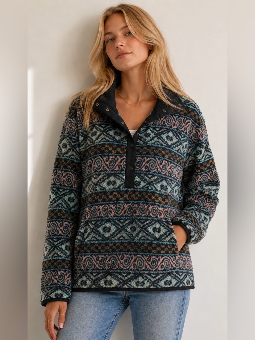 Teddy Pullover Jacket in Multicolor Fair Isle (Unworn)